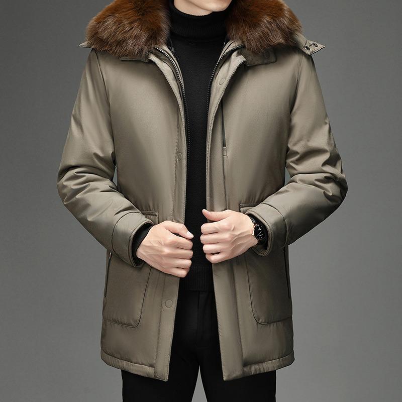 New men's down jacket men's medium and long detachable models are suitable for the elderly in autumn and winter