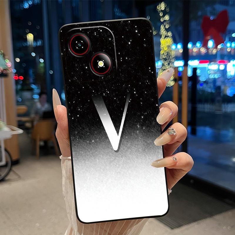 Beautiful Bright Color Couple Phone Case For ZTE Blade A35E Anti-scratch Soft Lucky Initial A-Z Letter Pattern Shell