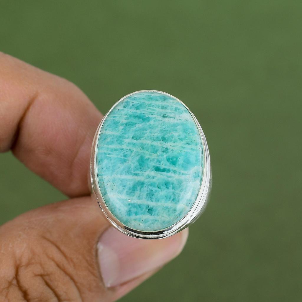 Amazonite Ring 925 Sterling Silver Ring Handmade Gemstone Ring Natural Amazonite Jewelry Designer Ring Gifts For Her Available In Ring Size