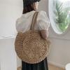 Handmade Straw Weave Bag Round Woven Shoulder Bag New Straw Tote Bag  Vacation