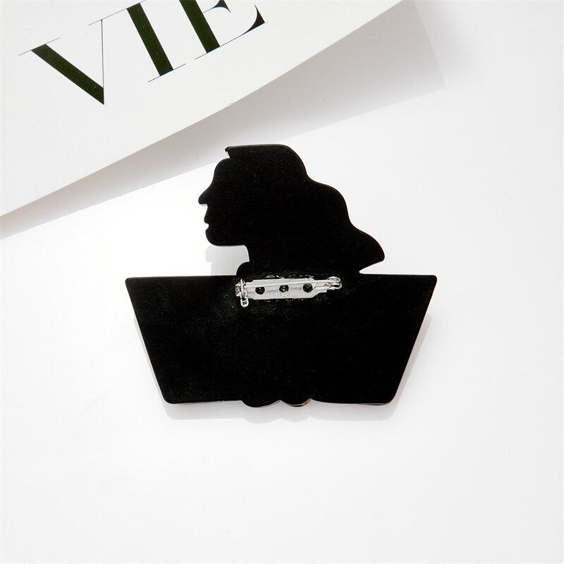 Blucome 2023 New Fashion Acrylic Rectangle Long Hair Girl Brooch Female Exaggerated Cartoon Cute Badge Lapel Brooch Jewelry