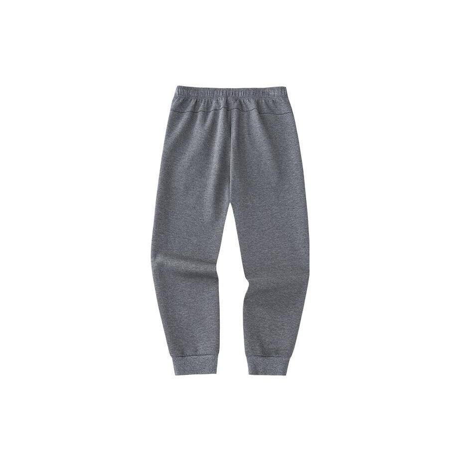 Anta Training Series Solid Color Mid Waist Cuffed Fleece Knitted Sports Pants Men Pants Gray 152347307-2
