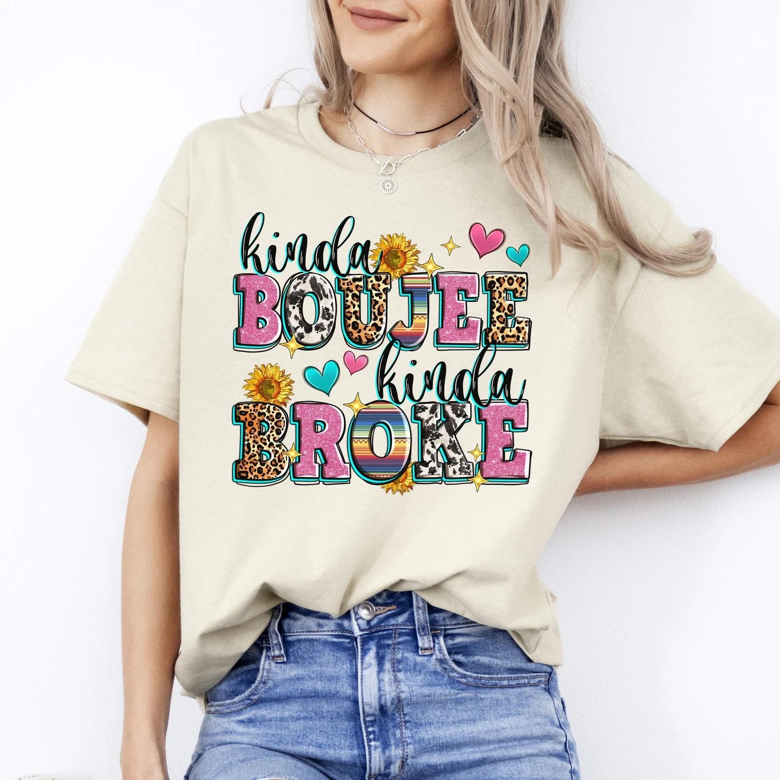 Kinda boujee kinda broke T-Shirt gift Unisex tee Sand White Sport Grey XL