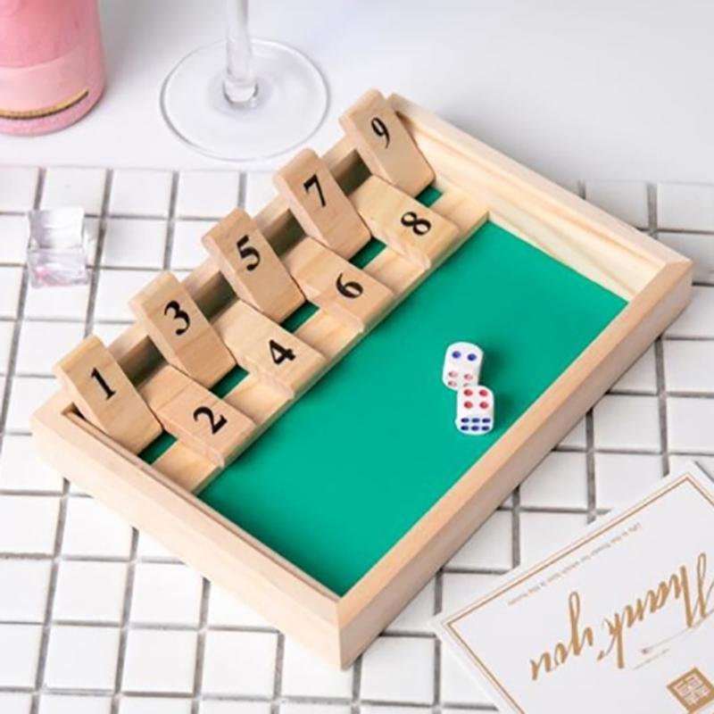 1 Set Wooden Flaps & Dices Game Single Players Pub Bar Party Supplies Shut The Box Dice Board Game For Kids And Adults