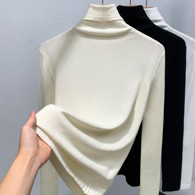 

Женский осенне-зимний свитер с высоким воротом и вязаным низом, простой пуловер