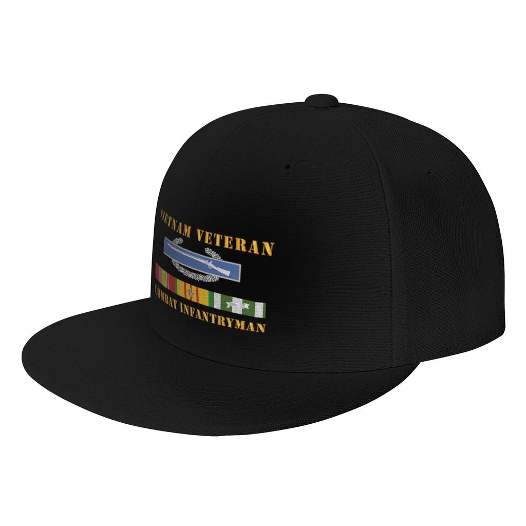 Fashion Army Vietnam Veteran Cbt InfantryUnisex w CIB VN SVC Flat Brim Sun Hat People With Big Heads Cap FeUnisex