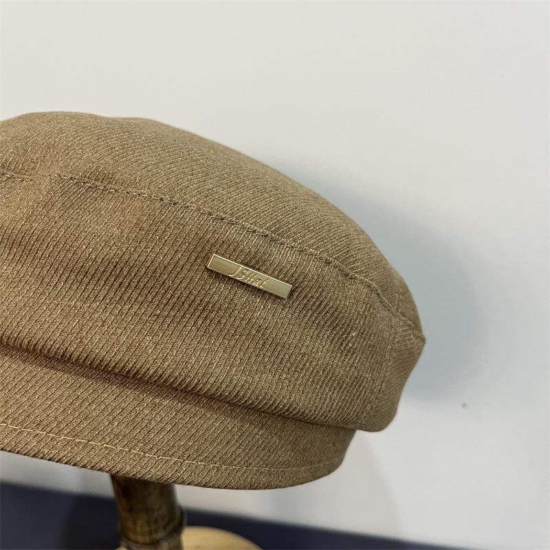 Vintage Tweed Beret Children's Autumn Painter Hat Solid Color Versatile Stewardess Hat Bud Hat