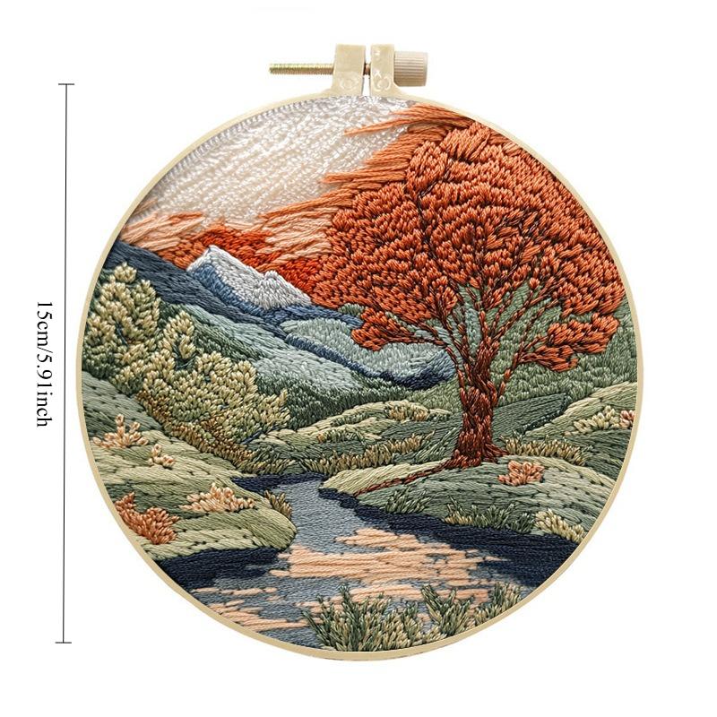 1pc Autumn/Winter Forest Landscape Embroidery DIY Fabric Craft Set with Tools