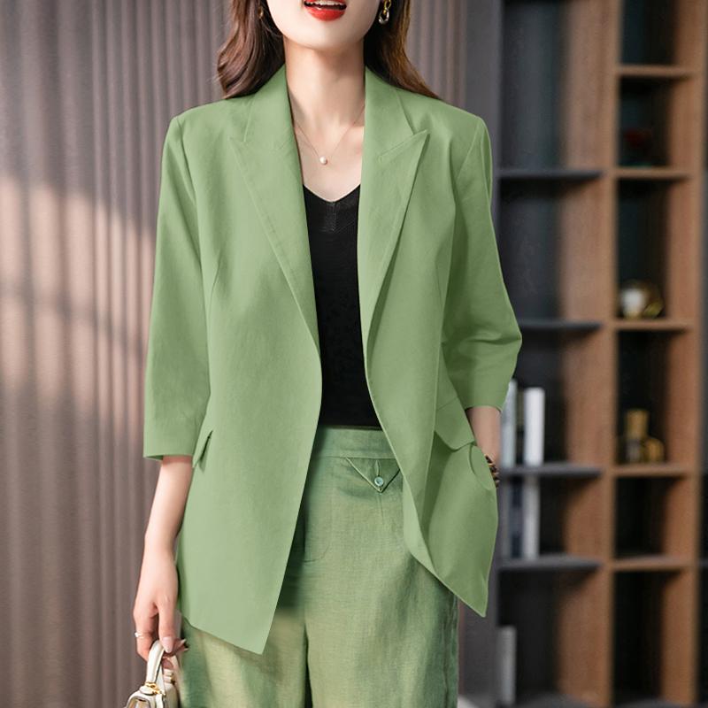 ZANZEA Women Casual Lapel Collar Loose 3/4 Sleeve Solid Cardigan Blouse