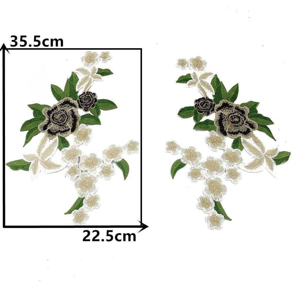 1Pair Polyester Fiber Embroidery Flower Patch DIY Handmade Clothing Accessories Embroidery Floral Applique Floral Patches Jeans