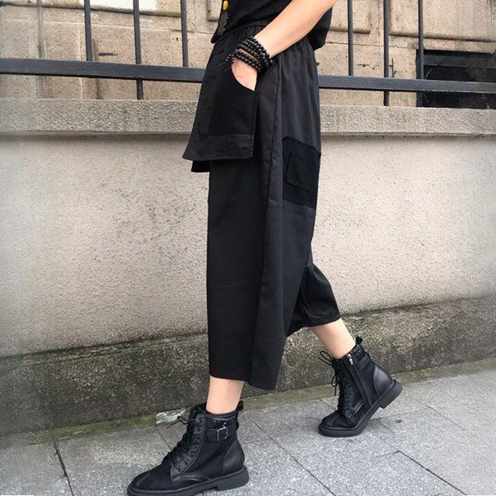 Neun-Punkt-Hose Harajuku Casual Cargohose Solide Baggy Gerade Hose Weite Beintaschen Joggers Hose Y2K Damen Streetwear
