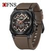 OFNS Men's Classic Square Chronograph Watch: Multifunctional Sports Fashion with Single Calendar, Six-Needle Quartz Movement.