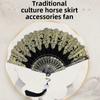 Folding retro pattern hand fan, single flower folding fan, Chinese dance fan, role-playing party decoration, women's handheld
