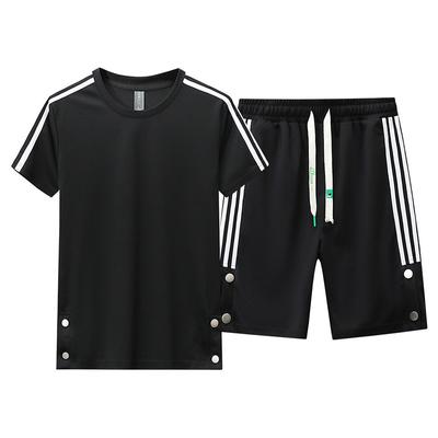 Short Sleeved Set for Men's Summer Fashion Plus Size Quick Drying Ice Silk Two-piece Set