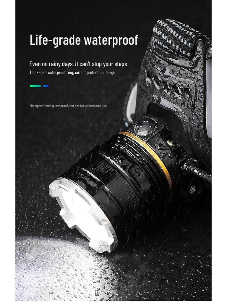 LED Dual Battery Induction Zoom Headlamp for Night Fishing