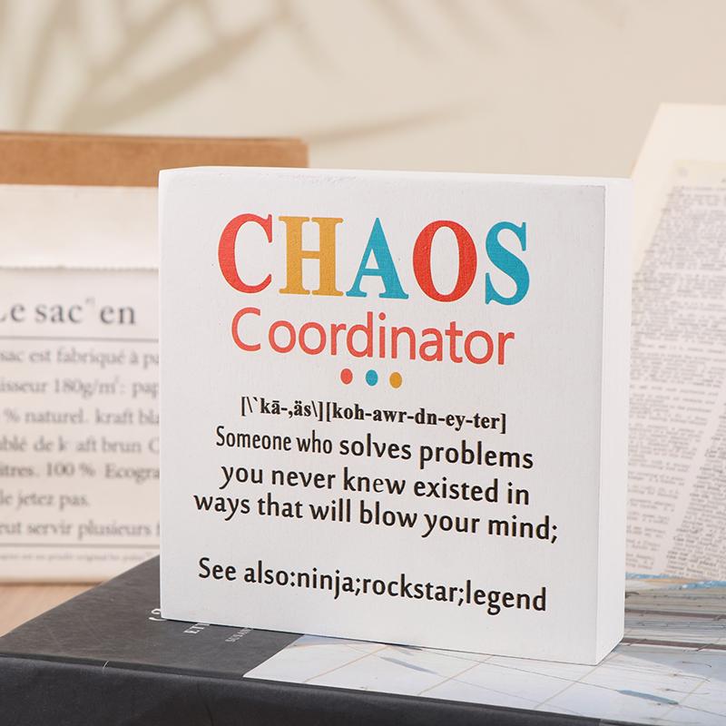 Chaos Coordinator Gifts Office Decor Wooden Box Sign Administrative Professional Day Gifts Thank You Gifts For Boss Coworker Tea
