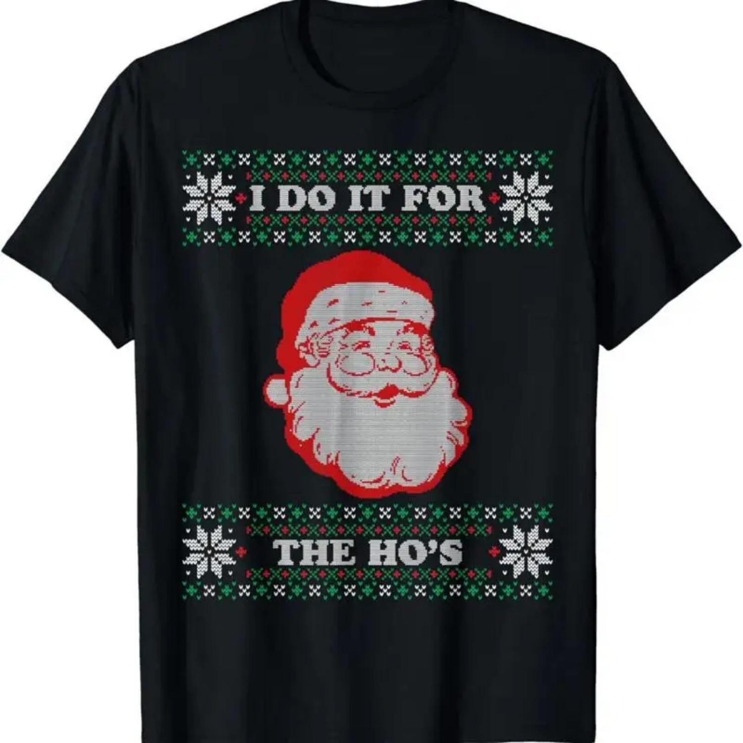

New Limited I Do It For The Hos Ugly Christmas Sweater Inappropriate T Shirt S чёрный