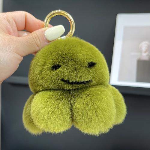 Real Rex Rabbit Hair Cute Little Octopus Bag Pendant Car Key Chain Doll Bag Wool Ball Creative Plush Hanger