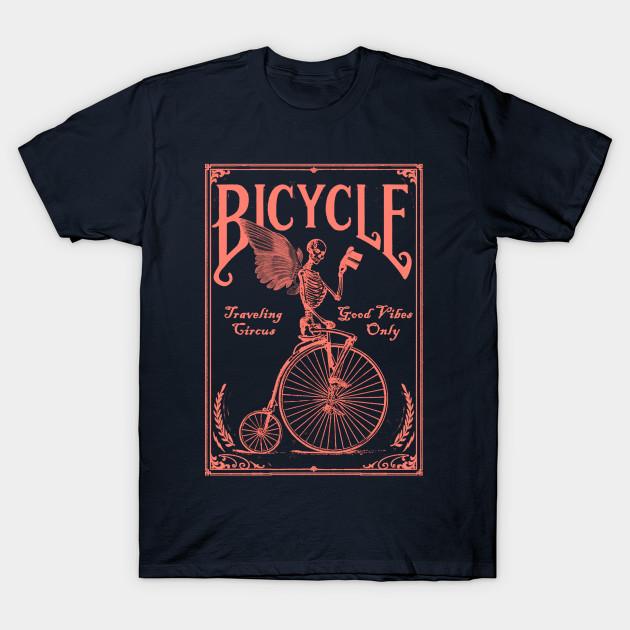 Men Black Print T-shirt Cool Tees Vintage Bicycle Skull No-Cut Transfer Paper Print Cotton Tshirt 3XL тёмно-синий