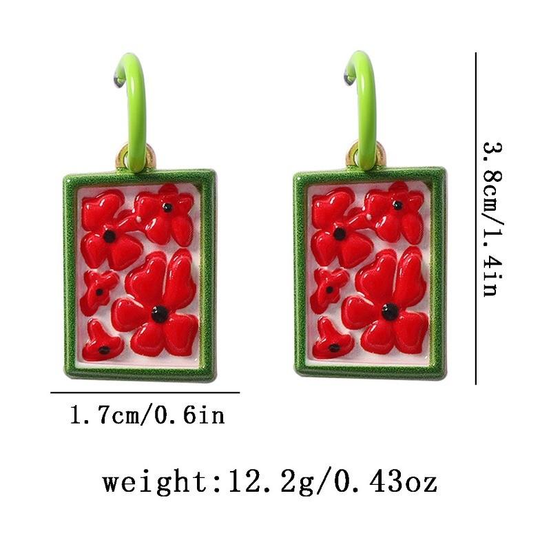 Pinkdudu Elegant Alloy Printed Drop Earrings for Women Delicate Pastoral Style Temperament Dangles PD2699