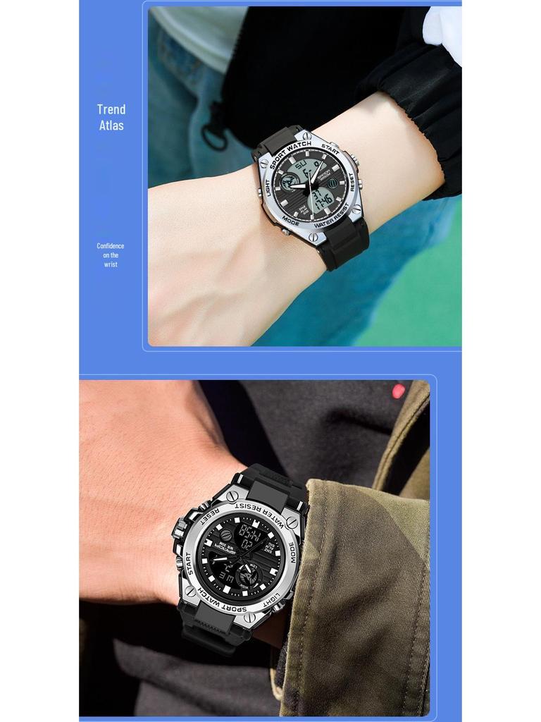 Sanda Couple's Multifunctional Smart Sports Watches - Men's & Women's Waterproof Outdoor Trendy Electronic Watches for Students