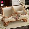 PGY Vintage Floral Resin Storage Box Ornament with Golden Accents Retro Remote Control Box Holder Desk Organizer Home Decoration