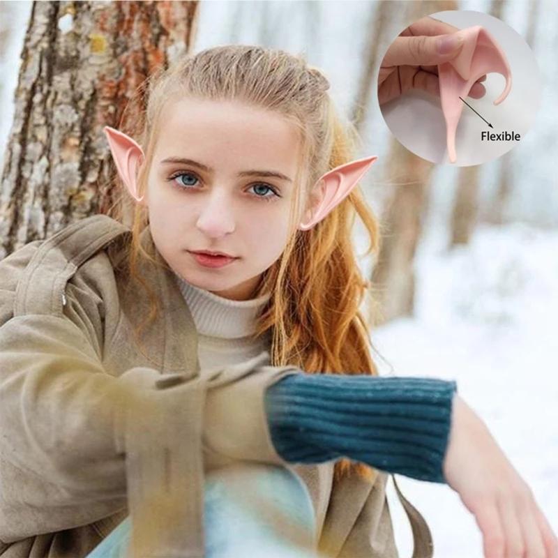Halloween Latex Elf Ears Simulation Soft Harmless False Ears Props Elf Angel Dress Up Cosplay Christmas Decor