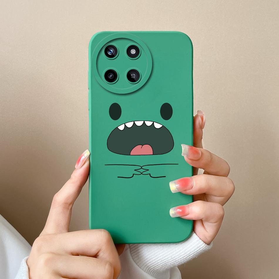 Case For OPPO Realme 11 4G Romantic Flower Soft Original Liquid Silicone Back Cover For Realme11 Upgrad Lens Protection Coque