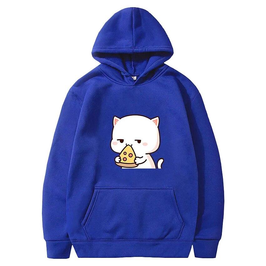 Roztomilé mikiny s kapucí Mochi Peach Cat bavlna s dlouhým rukávem kawaii Mléko Mocha Teddy Bears Kapesní svetry s kapucí streetwear pro páry