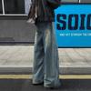 Mens Loose Straight Wide Leg Vintage Washed Casual High Street Denim Long Pants