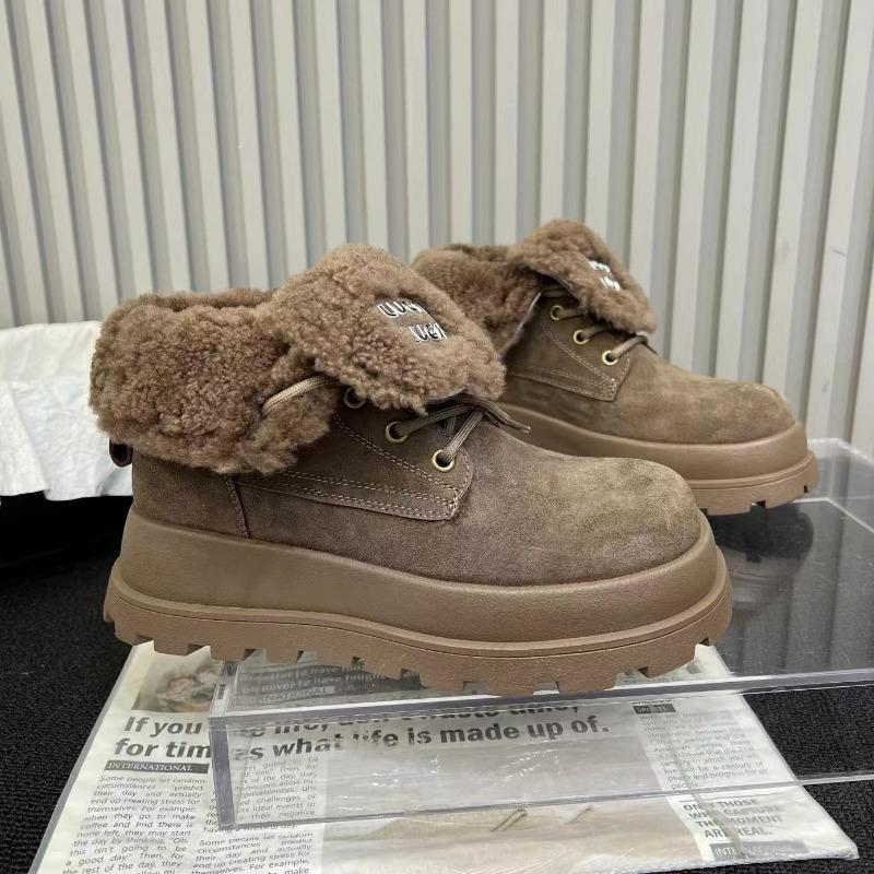 2024 Новый стиль замшевые зимние ботинки на толстой подошве длиной до щиколотки с плоской — фото 6