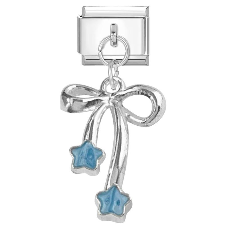 New Shiny Bow Knot Butterfly Moon Star Zircon Pendant Italian Charm Link Fit 9MM Bracelet Stainless Steel Women Men DIY Making