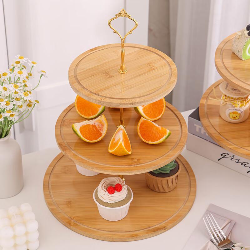 Bamboo Wood Multi-Tier Fruit and Snack Serving Tray