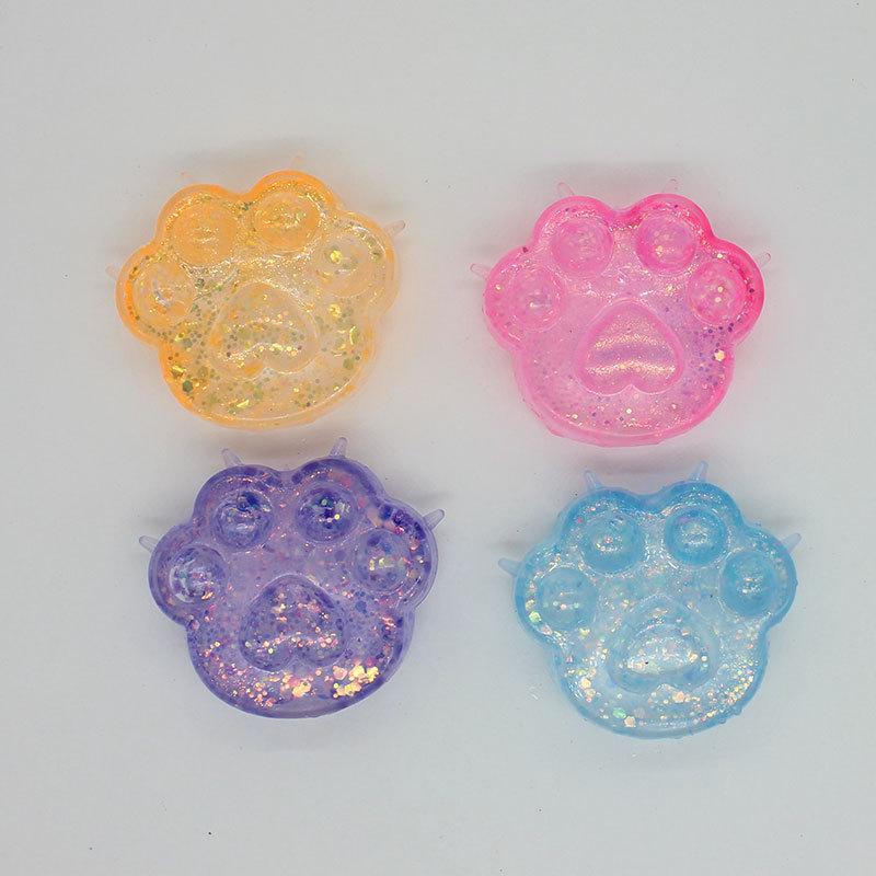 Toys Sequins Maltose Pinch Toy Stress Relief Anti-stress Soft TPR Slow Rebound Elastic Squeezing Colored Cat Paw Decompression