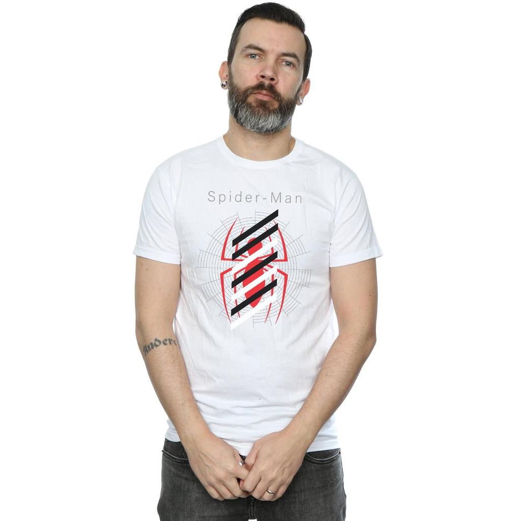 Marvel Mens Spider-Man Logo Stripes T-Shirt