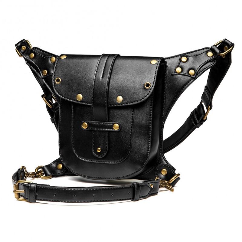 Tool Bags Punk Tactical Crossbody Waist Bag PU Tool Pouch Casual Sling Shoulder Storage Organizer