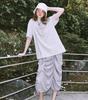Ronron Shirring Ribbon Long Skirt Light Gray