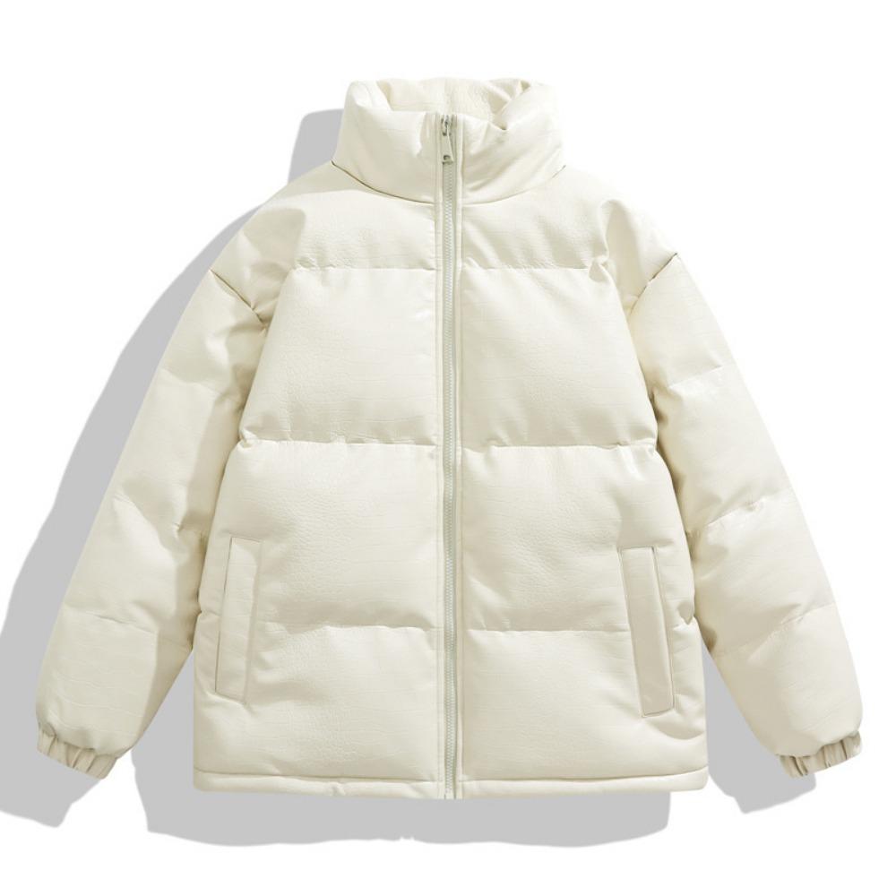 

A men s winter waterproof and windproof cotton-padded jacket with a stand-up collar and loose, double-sided fit. It s a trendy coat M