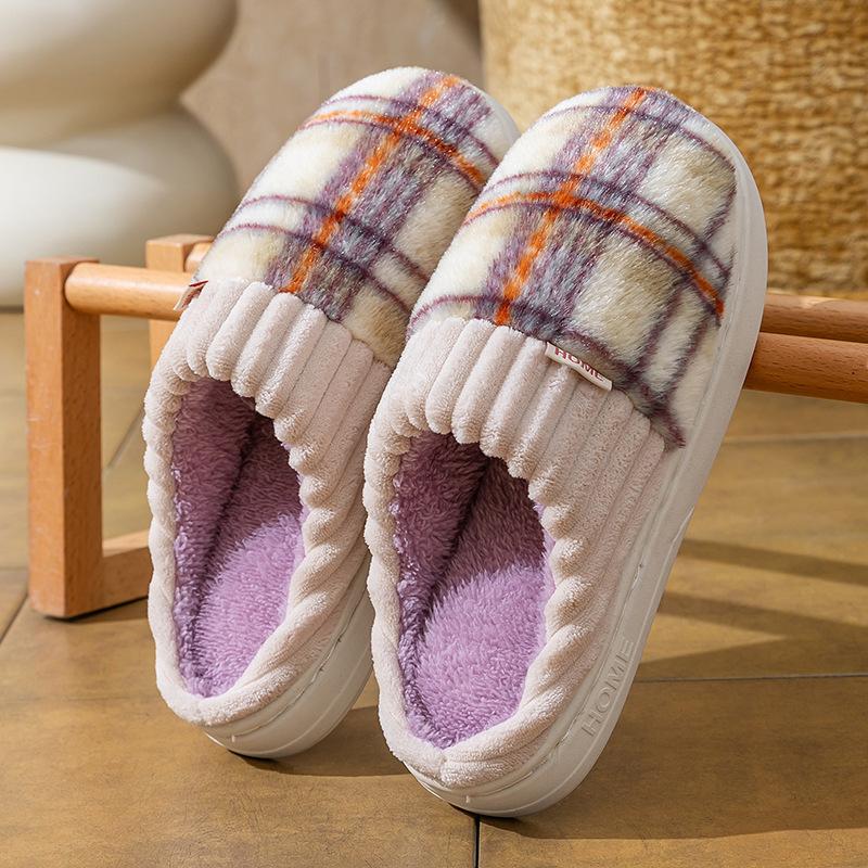 New cotton slippers women's autumn and winter couple thick bottom piled thickened wear-resistant home warm cotton slippers men