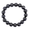 Natural Stone Carved Emperor Dragon Onyx 12mm Mala Bead Bracelet Power Stone [Sekki] Men's [b147]