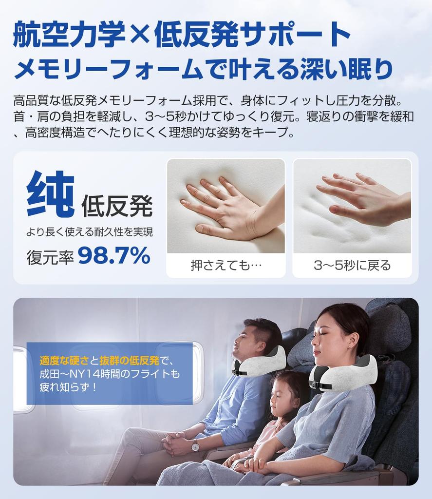 Greneo Neck Pillow [Industry-First Storage Hook] Comfortable Airplane Neck Pillow with Memory Foam Ergonomic 360° Envelopment [Summer and Winter! Cool