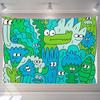 Nordischer Stil Niedliches Kleines Monster Cartoon Wandteppich Wandbehang für Kinderzimmer Studentenwohnheim Schlafzimmer Wohnzimmer Nachttischdekoration