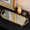 Golden Mirror Glass Tray Decorative Branch Storage Trays Dressing Table Jewelry Necklace Display Plate Cosmetics Organizer