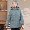 New Winter Mid-length Grandma Suit Hooded Warm Cotton Jacket Large Size Middle-aged and Elderly Women's Large Size Cotton Clothes