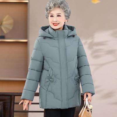Neuer Winter-Mittel-lang Oma Anzug Mit Kapuze Warme Baumwolljacke Große Größe Mittleren Alters und Ältere Frauen Große Größe Baumwollkleidung