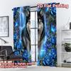 2D FLAT PRINTING 2pcs Curtains (Without Rod) Mystical Wolf and Blue Roses Modern Contemporary Curtains Prints Light Filtering