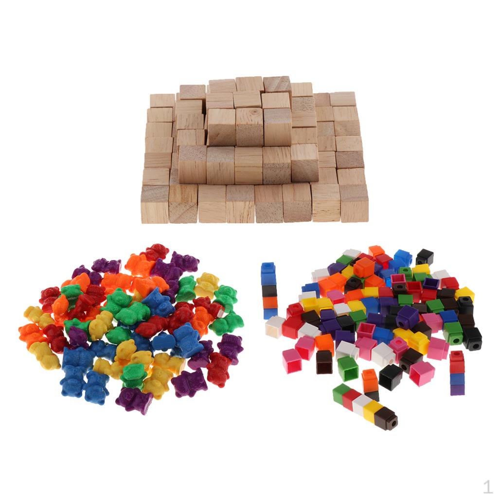 320Pcs Counter Cubes Square Bricks 1x1x1cm + Bear Markers Mixed 2cm For Sorting Game