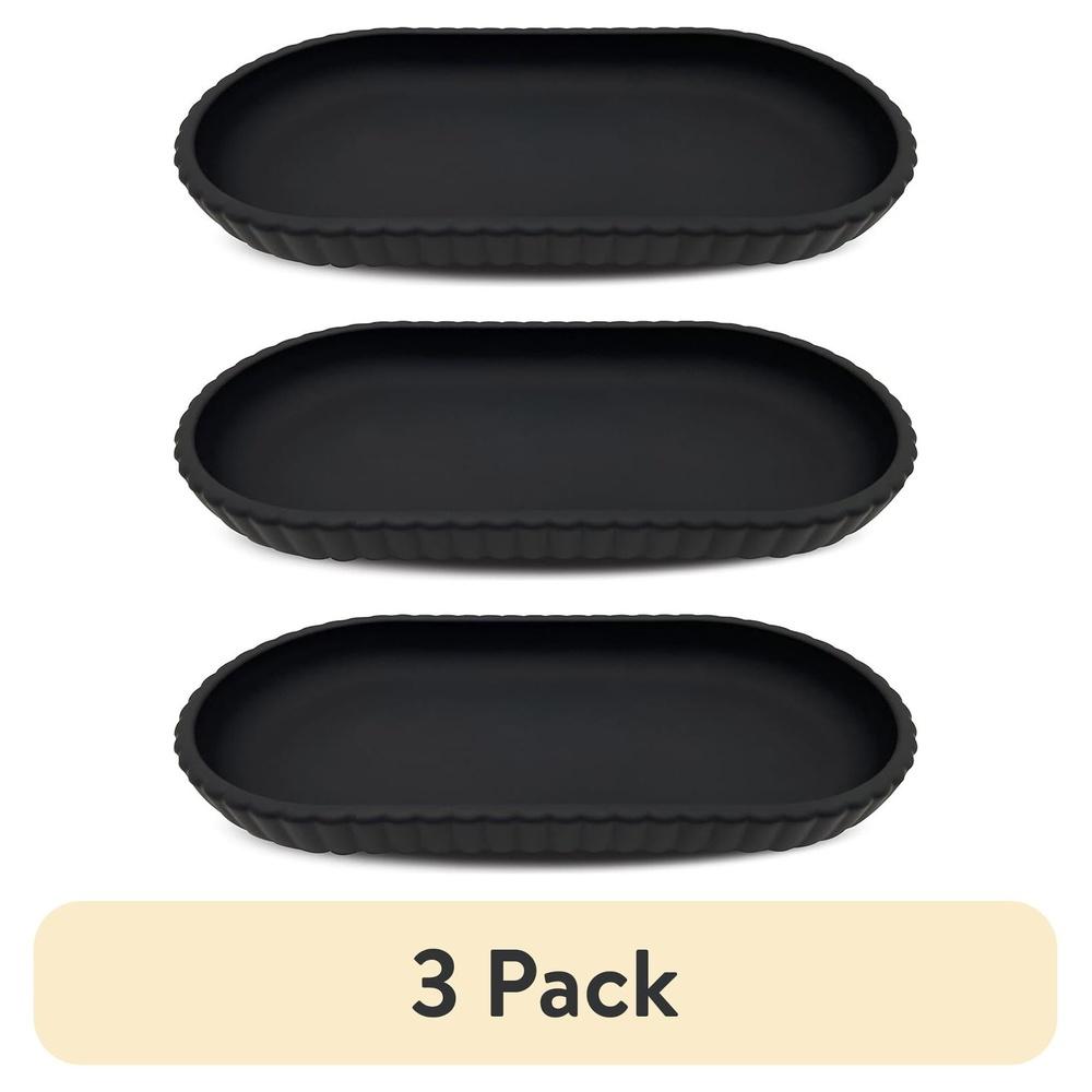 

3 Pack Rubberized Plastic Ribbed Bathroom Tray Durable Organizer Soap Jewelry Makeup Accessories Storage United States
