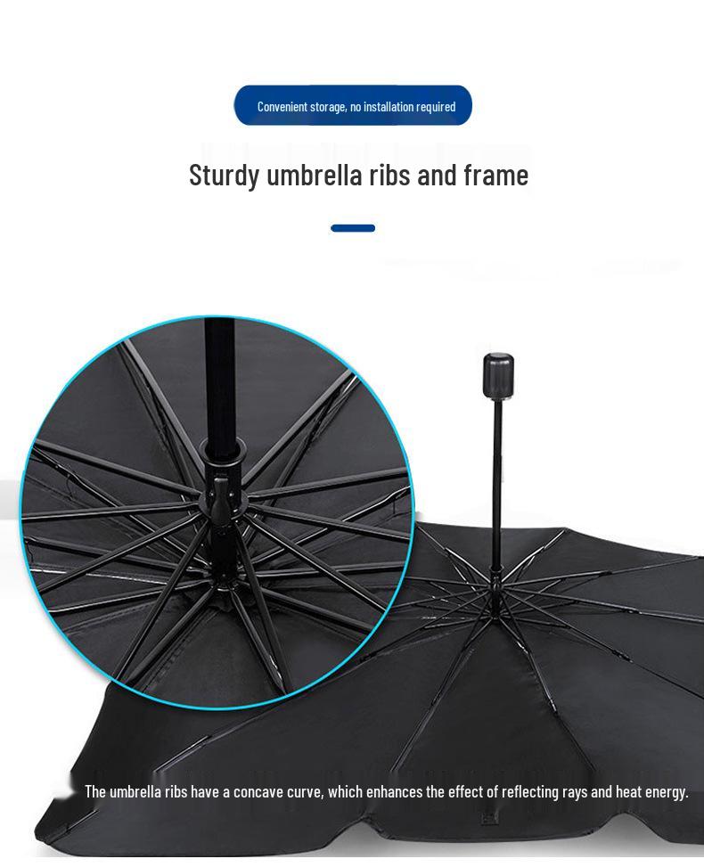 Zatahovací sluneční clona na čelní sklo blokující UV záření, deštník do auta