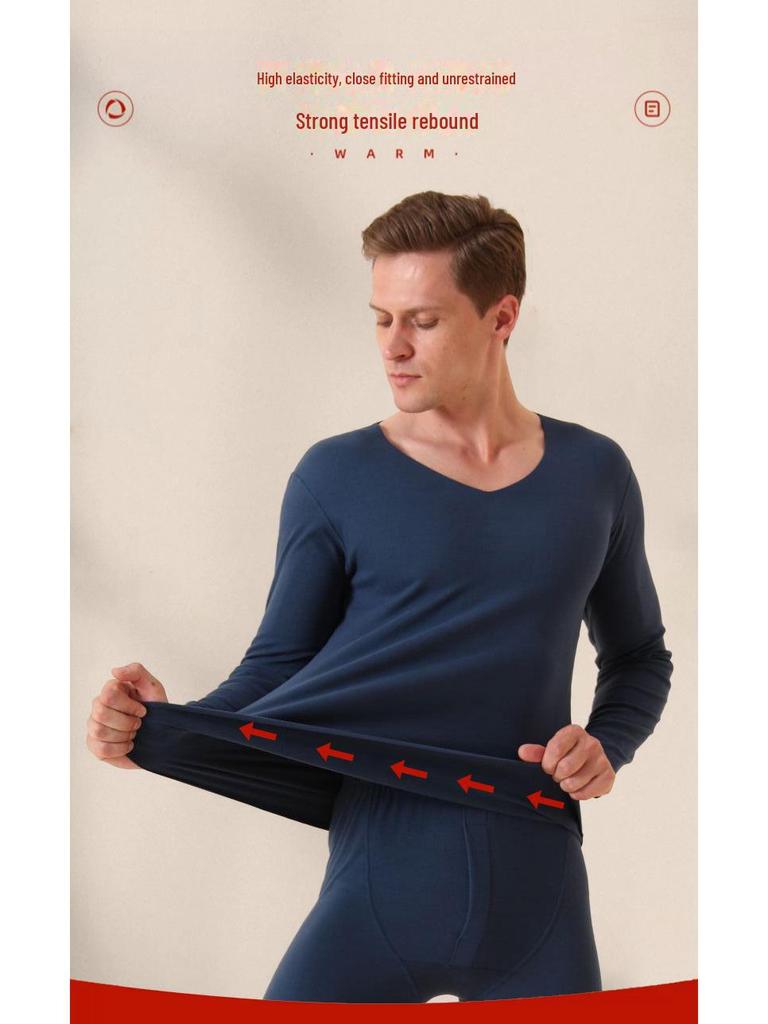 Men's German Velvet Thermal Underwear Set: Autumn Top and Bottom with Plus Velvet Pajamas